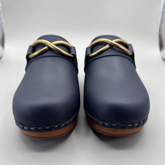 M.GEMI Miriam Clogs Mules Womens Size US 6/EU 36 Navy Calf Leather Made in Italy - Picture 3 of 8